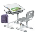 thumbnail image 1 of Gymax Chaise de Bureau Réglable en Hauteur pour Enfants Set Multifonctionnel Étude Dessin Gris, 1 of 10