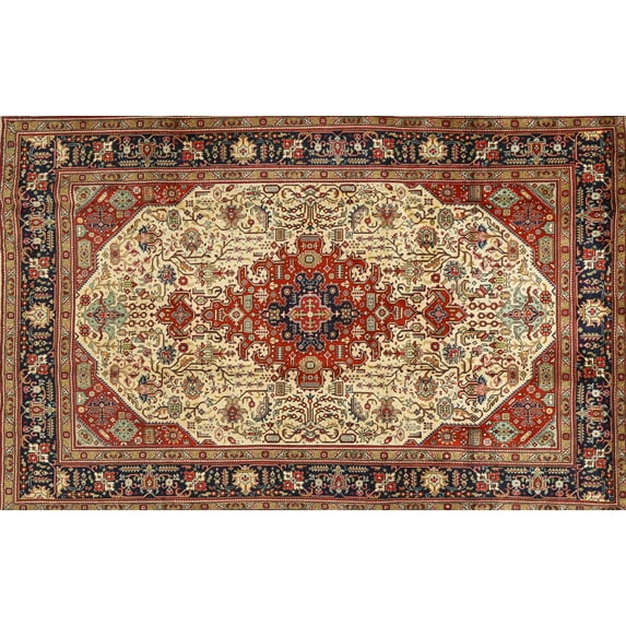 Ahgly Company Machine Washable Indoor Rectangle Traditional Saffron Red Area Rugs, 6' x 9'