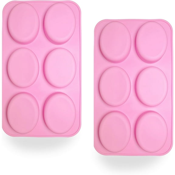 2 Pack Oval Silicone Molds for Crafting Homemade Soaps, Chocolates, and Festive Party Treats - Easy-to-Use, Multipurpose DIY Tray Moulds