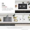 thumbnail image 6 of Stylish Dual Mount 30” Gray Composite Granite Double Bowl Kitchen Sink with 5 accs S-831WL, 6 of 14