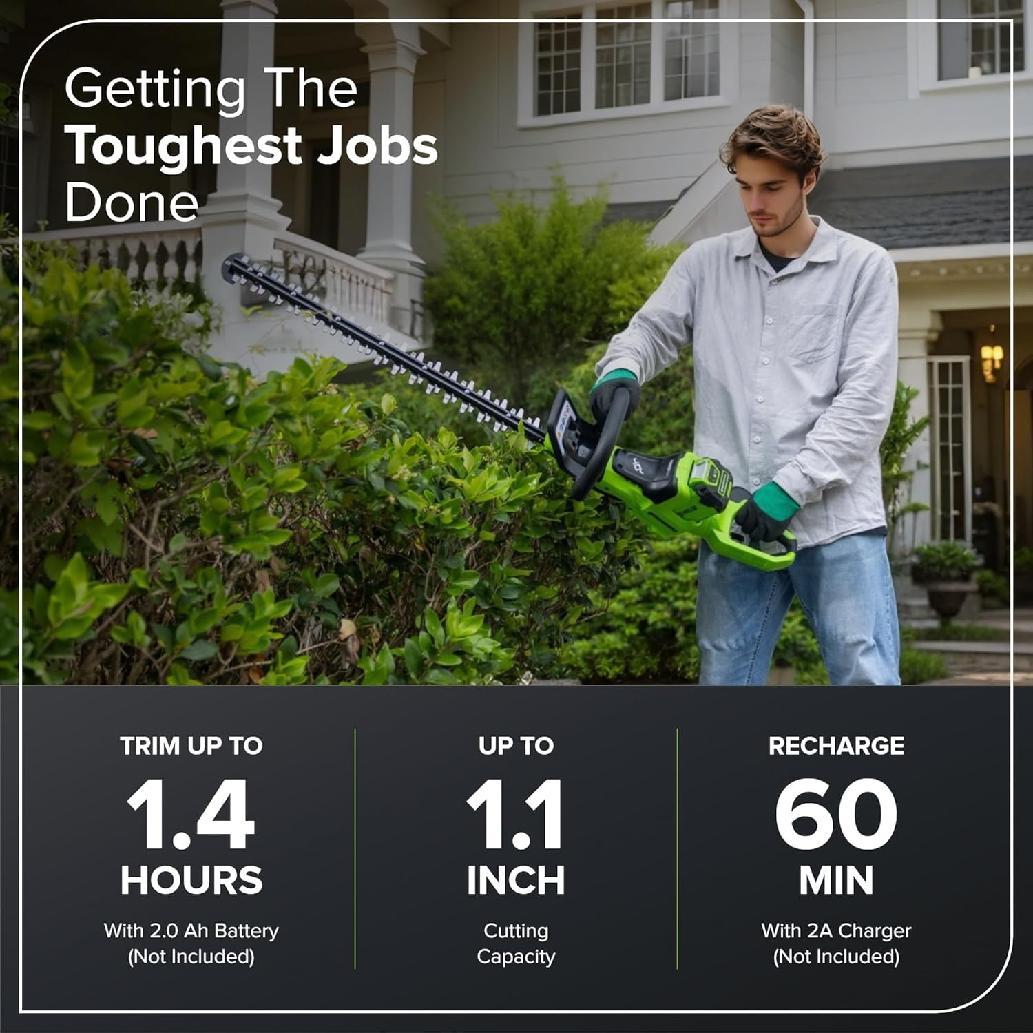Greenworks 40V 26in Brushless Hedge Trimmer, Tool only