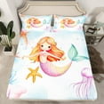 thumbnail image 2 of Feelyou Mermaid Princess Girls Twin Sheet Sets, Jellyfish Starfish Twin Fitted Sheet, Kawaii Ocean Sealife Flat Sheet, Lightweight Room Decor, 3pcs, 2 of 7