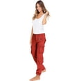thumbnail image 2 of JuicyTrendz Women’s Twill Cotton Cargo Pants – Military Army Casual Work Trouser with 8 Pockets Brick-Red XL, 2 of 2