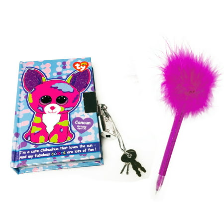 TY Beanie Boos Pocket Mini Diary with Fluffy Pen Cancun