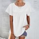 thumbnail image 2 of Moda mujer verano Casual cuello redondo manga corta con volantes Color sólido Tops blusa Fridja hjk936, 2 of 6