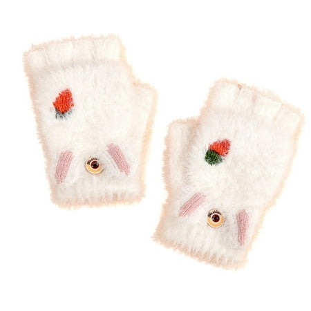 

Qufokar Ski Gloves for Kids Kid Glove Winter Toddler Soft Convertible Flip Top Fleece Cartoon Gloves Kids Baby Boys Girls Winter Warm Knit Fingerless Mitten