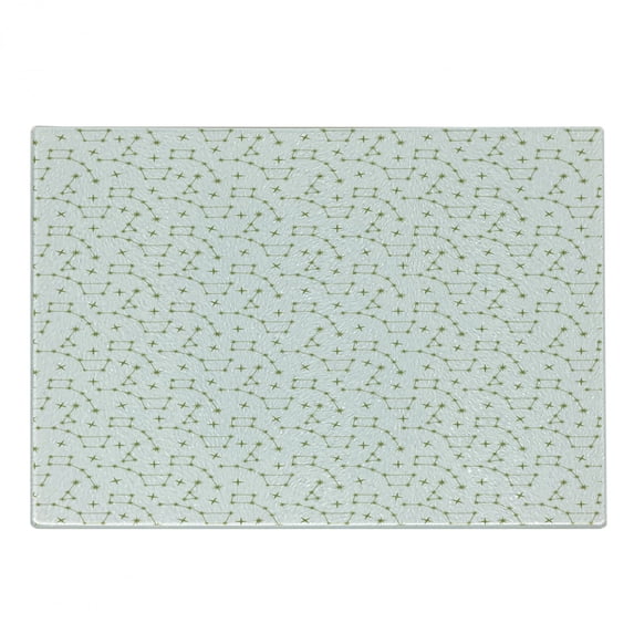 Constellation Cutting Board, Continuous Astronomy Themed Pattern with Stars on Plain Backdrop, Decorative Tempered Glass Cutting and Serving Board, in 3 Sizes, by Ambesonne