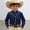 Navy, variant on KDFJPTH T Shirts for Kid Trendy Boys Western Print Denim Shirt Classic Long Sleeve Button Down Top With Blend Toddler Tshirts