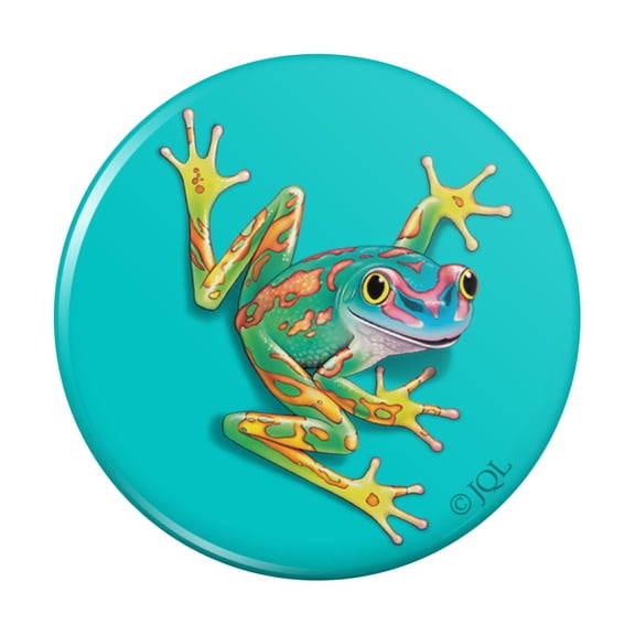 Big Tropical Rainbow Rainforest Tree Frog Pinback Button Pin