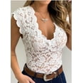 thumbnail image 3 of Women Ladies Summer Lace Blouse Transparent Shirts Tops, 3 of 5