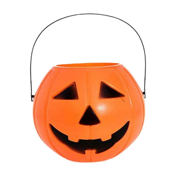 PEIBang Halloween Pumpkin Candy Bucket 12 in PVC Plastic Reusable Party Pail With Handle Cute Trick or Treat Decor for Kids Adults