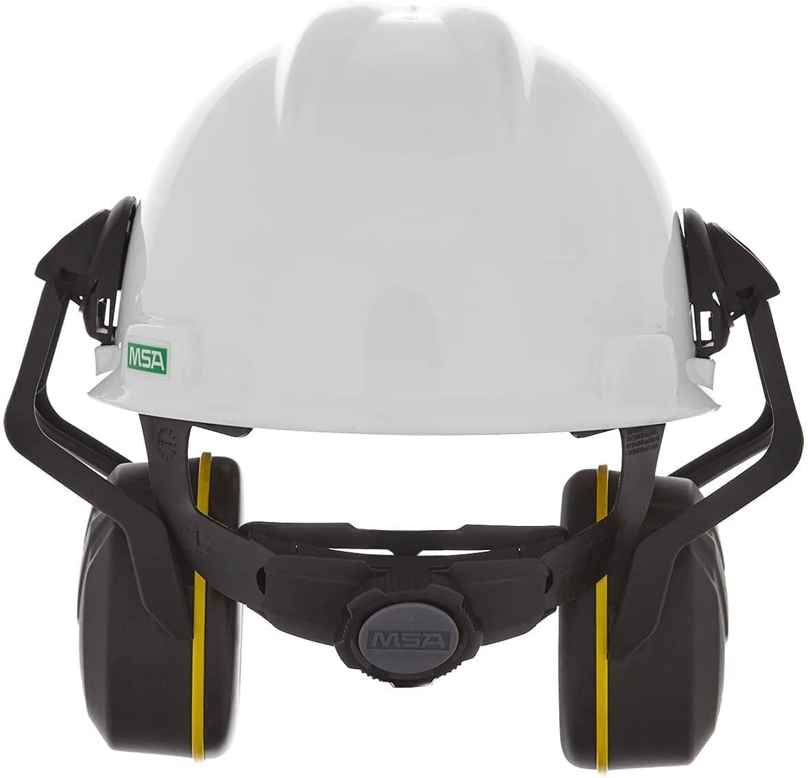 MSA 10190357 V-Gard Helmet Ear Defenders - Enhanced Comfort Hearing Protection Capsules with Helmet Mount for V-Gard Cap Style Hard Hats - Black/Yellow - Medium Attenuation SNR: 32 dB