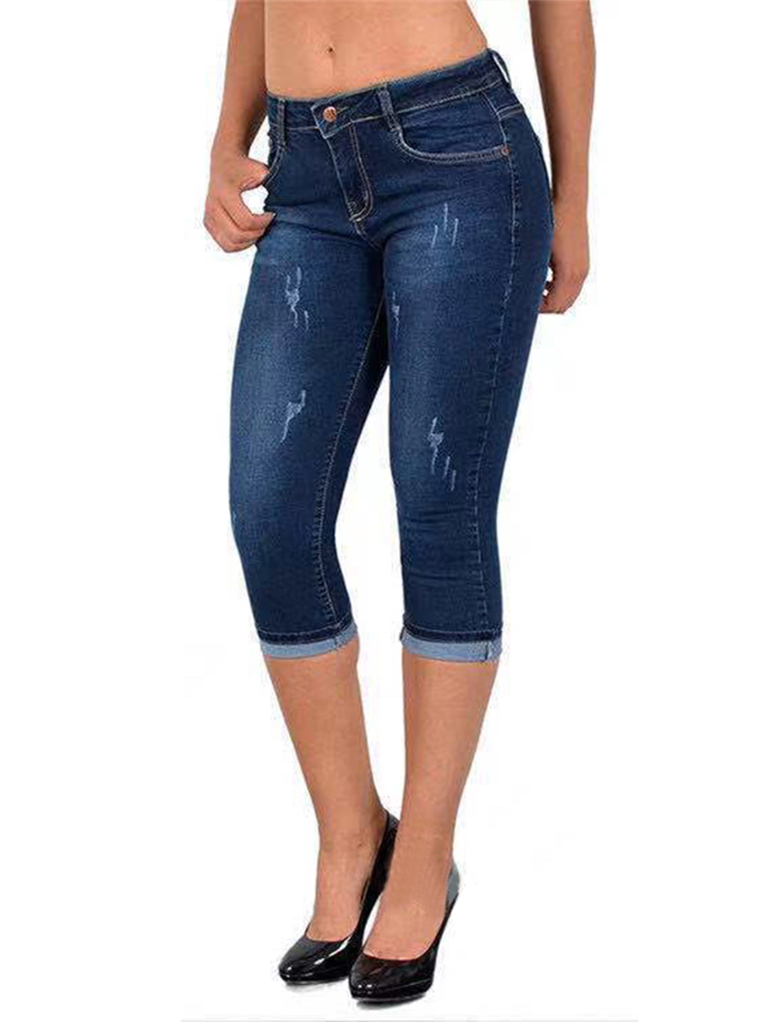 LAPA Women Low Rise Skinny Jeans Capri Denim Pants - Walmart.com
