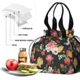 thumbnail image 4 of Pioneer Flower Floral Print Pattern Drawstring Lunch Bag Women - Drawstring Lunch Bag Insulated for Work Office - Stain-Resistant Large Lunchbags for Women with Multi-Pockets, 4 of 6
