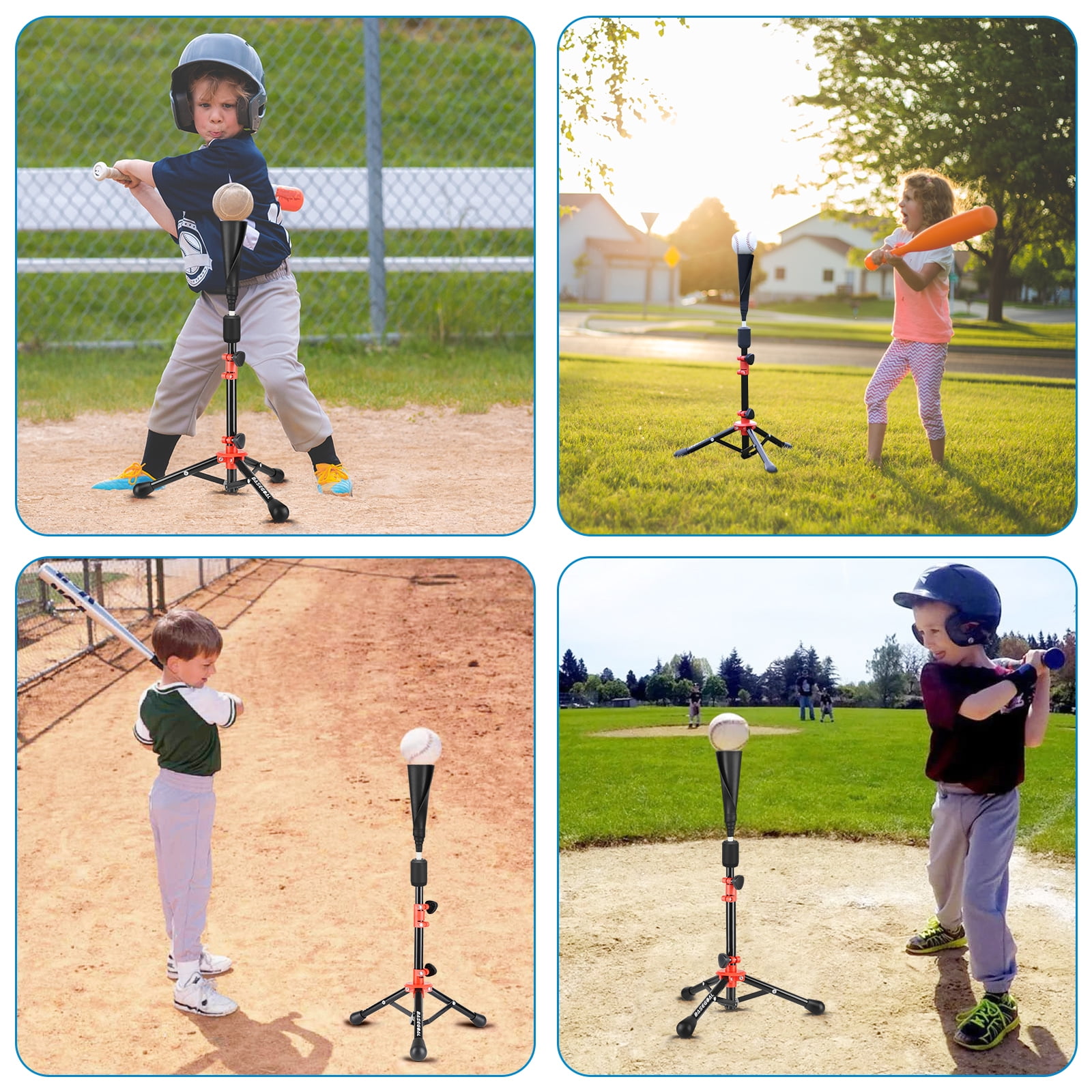 Baseball Batting Tee for Kids Back to School Stuff, Portable Softball Baseball Tees for Hitting, Extral Height Adjustable Angel, Easy to Assemble, Intensive Support Frame, Batting Training Practice