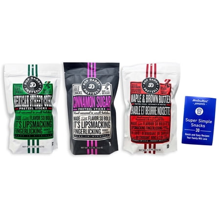 Pop Daddy Pretzels - 3 Flavor Variety - 1 Each: Mexican Street Corn, Cinnamon Sugar, Maple & Brown Butter   MerlinsMart Zine
