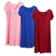 thumbnail image 1 of Camisón largo de 3 piezas para mujer, color liso, largo medio, manga corta, con copas acolchadas, para el hogar, modal, 1 of 2