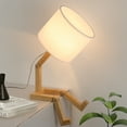 thumbnail image 5 of Bedside Cute Table Lamp with Wood Changeable Base, Vintage White Farbic Lampshade Nightstand Lamp, Industrial Small Reading Desk Light Decor for Living Room, Kids Room, Ktichen Island, 5 of 7