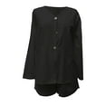 thumbnail image 4 of NMMUED Linen Sets for Women 2 Piece Loungewear Gauze Sets for Women 2 Piece Short Sets for Women Button Down Shirt and Shorts Set Women, Black L, 4 of 5
