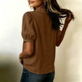 thumbnail image 5 of Guluxicc Women's Cotton Blosures Henley Button Closure Collared Short Bubble Sleeve Tops for Everyday Wear Spring Summer Casual Outfits, 5 of 9