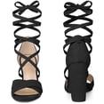 thumbnail image 2 of Unique Bargains Women's Strappy Chunky High Heeled Lace Up Sandals, 2 of 6