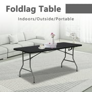 HONGGE 6ft Folding Table, Black Portable Plastic Table for Parties, Camping, Events & Outdoor Gatherings