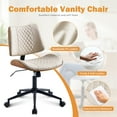 thumbnail image 2 of Home Office Chair with Wheels, Adjustable Height and 360° Swivel Armless Desk Chair, Modern PU Leather Mid-Back Computer Chair for Office Living Room Bedroom, Beige, 2 of 8