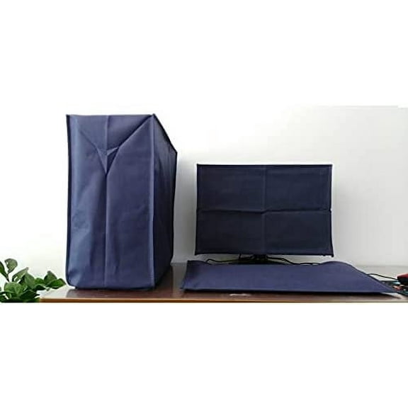 3 Pieces Computer Dust Cover Monitor   Keyboard  Computer Host Pc Dust Proof Computer Covers Case Computer Dust Cover for Desktop Pc CPU Tower Protector (19'' Monitor Set Blue)