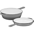thumbnail image 1 of Enameled 2-In-1 Cast Iron Multi-Cooker Heavy Duty Skillet and Lid Set, Versatile Non, 1 of 8