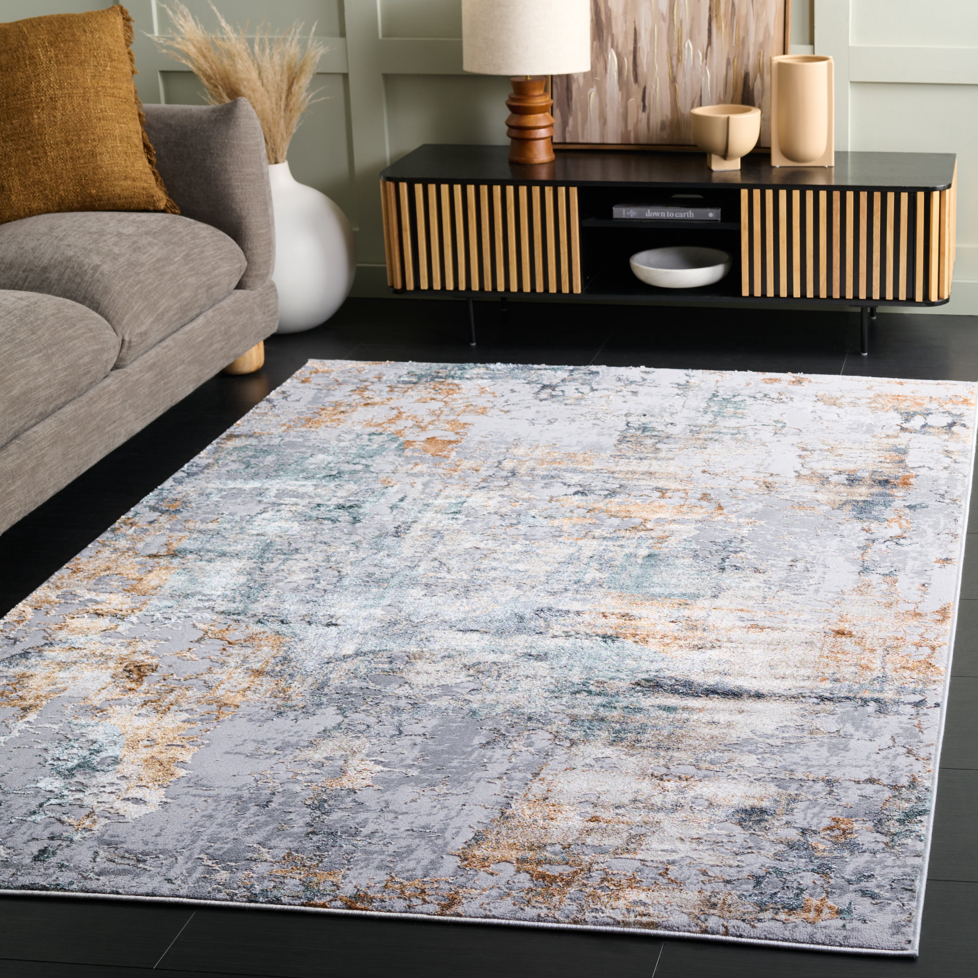 SAFAVIEH Alenia Johan Distressed Area Rug, Grey/Beige, 4' x 6'