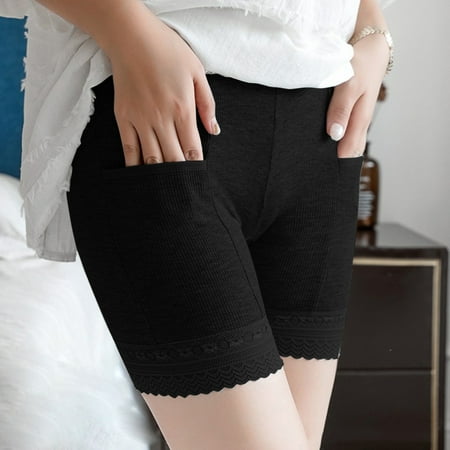 DondPO Plus Size Lingerie Leggings for Women Womens Solid Color Large Leggings Comfortable Loose Boxer Shorts Fashion Leggings For Women Boy Shorts Underwear Womens Underwear Panties for Women Black M