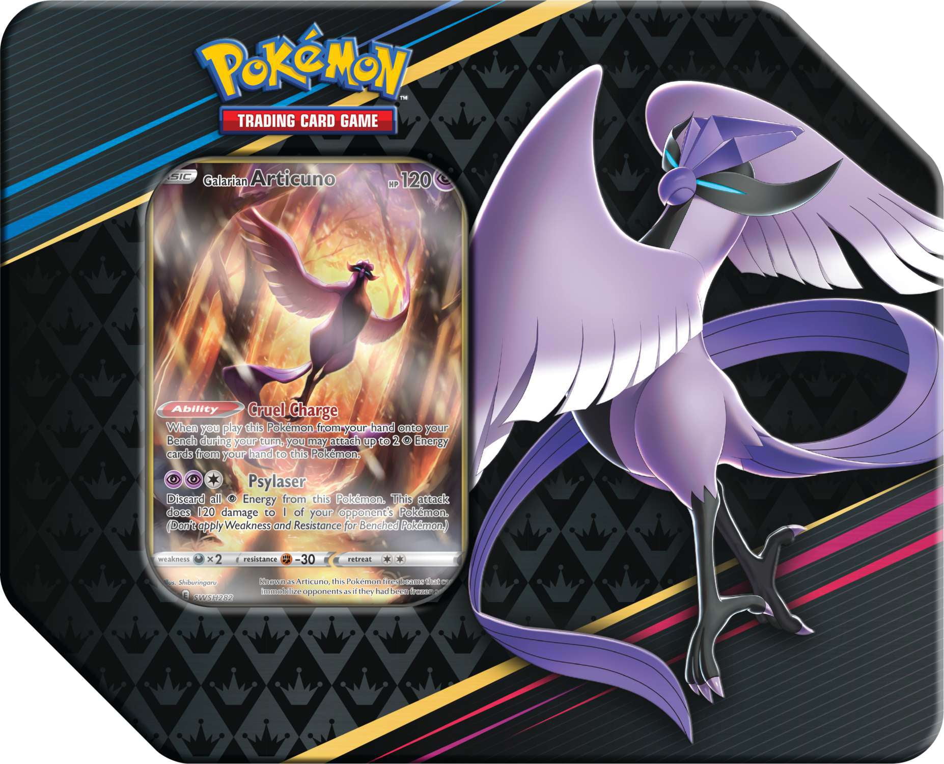 Pokemon TCG Tin, Galarian Zapdos, Crown Zenith Set, 5 Booster