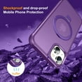 thumbnail image 2 of Magnetic for iPhone 15 Case with Stand [ Grade Drop Tested][Compatible with Magnet] Ring Translucent Slim Hard Back Soft Edge, Purple, 2 of 14