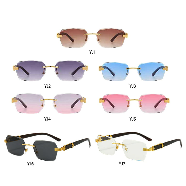HEQU Retro Rimless Sunglasses For Men Women Rectangle Ultra Small