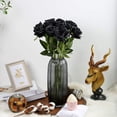 thumbnail image 3 of 12Pcs Roses Artificial Flowers Bulk Fake Silk Black Roses Bouquet with Long Stem, Faux Roses Flowers for Wedding Home Decorations Floral Arrangement Party Table Centerpieces(Black), 3 of 8