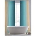thumbnail image 5 of Turquoise Yellow Ombre Sheer Curtains 96 Inch Length 2 Panels Set Window Treatments, Farmhouse Modern Gradient Art Rod Pocket Semi Curtains for Living Room/Bedroom/Kitchen Décor, 104"W x 96"L, 5 of 7