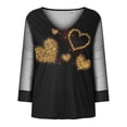 thumbnail image 5 of Summer Savings Clearance 2023! Loopsun T shirts for Women Blouses for Women, Women Print Mesh Long Sleeve V-neck Blouse Pullover Tunic Tops Shirt Black A, 5 of 5
