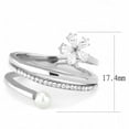 thumbnail image 2 of Womens Rings High polished (no plating) Stainless Steel Ring with Synthetic Pearl in White DA059, 2 of 4