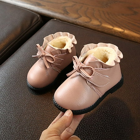 

YOHOME Winter Toddler Baby Girls Bowknot Solid Warm Short Boots Booties Causal