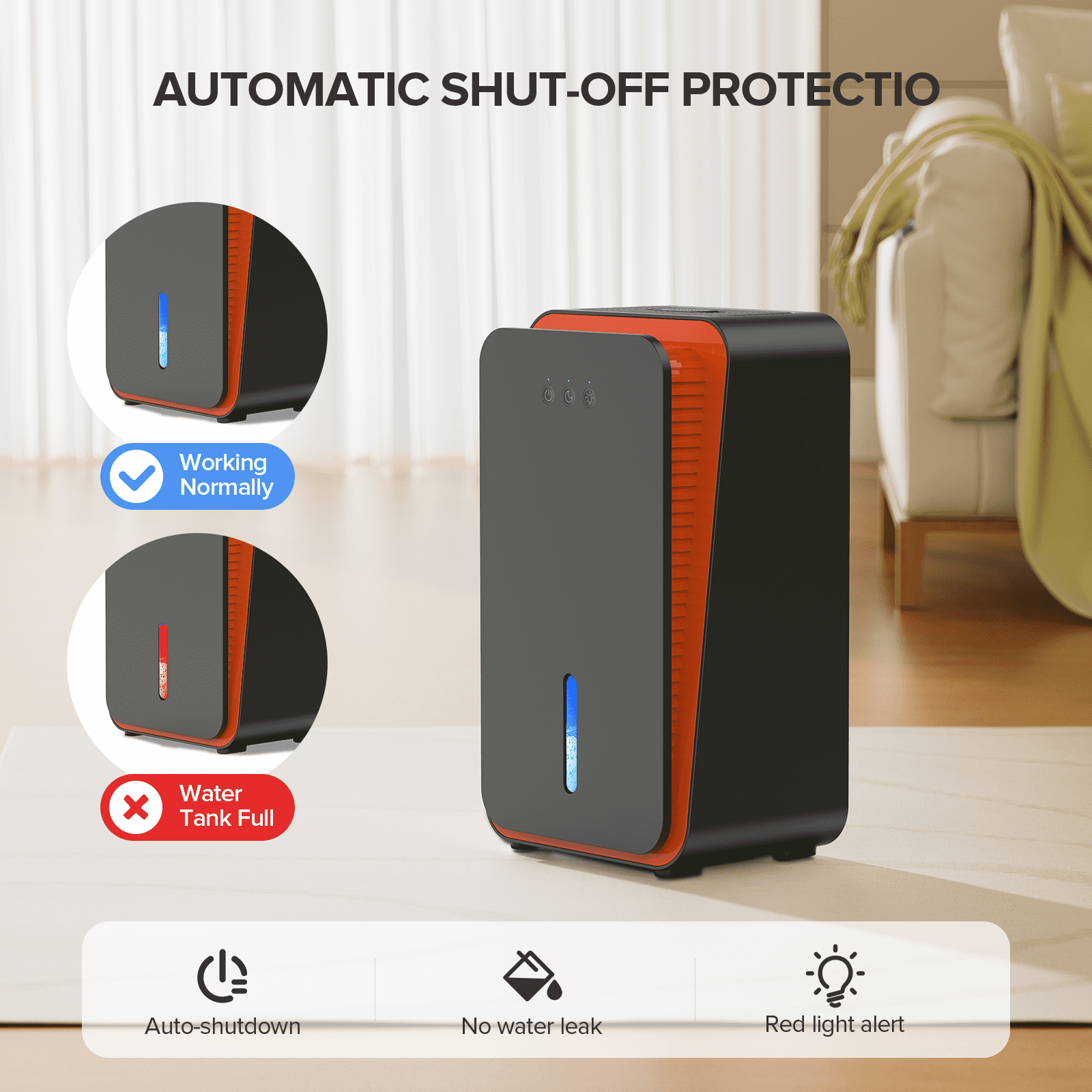 GOOVI Dehumidifier for Home 1000 sq. ft Auto Shut Off Small Dehumidifiers for Basement, Bathroom, Bedroom, with 7 Colors LED Light Built-in Aromatherapy Diffuser