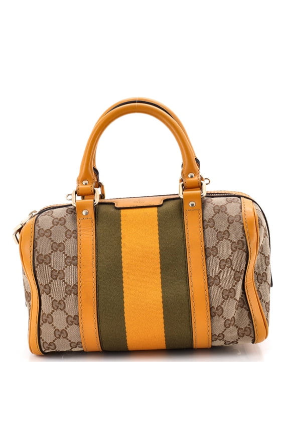 Pre-Owned Vintage Web Boston Bag GG Canvas Small By Rebag