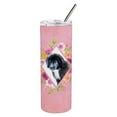thumbnail image 1 of Caroline's Treasures CK4164TBL20 Gobelet Mince en Acier Inoxydable à Double Paroi 20 oz Chiot Terre-Neuve Fleurs Roses, 1 of 1