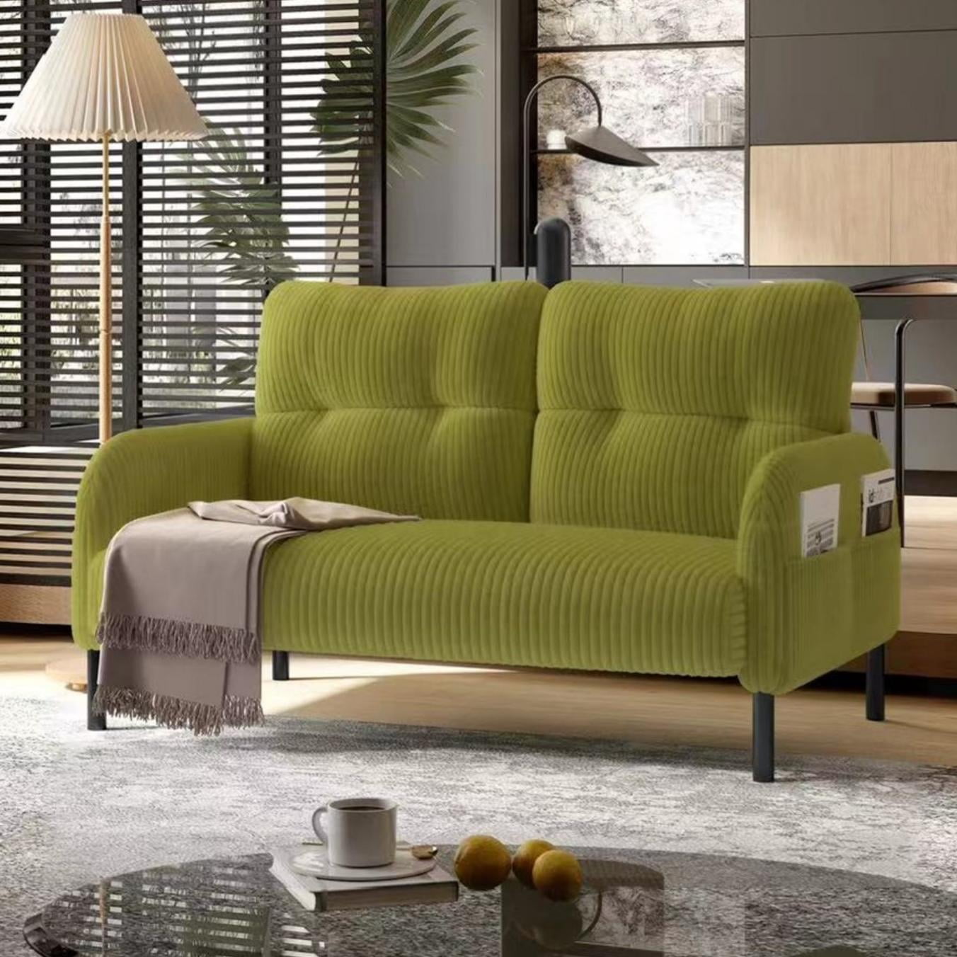 47" Small Loveseat Sofa Couch for Small Spaces,Corduroy Upholstered 2-Seater Love Seats for Apartment, Bedroom,Office,Green