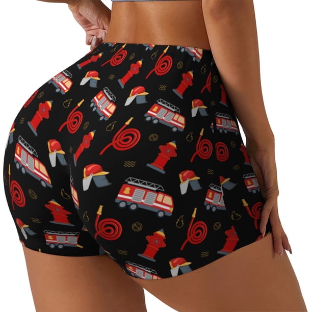 Fotbe Fire Fighting Shorts Sin Costuras – Shorts Deportivos de Cintura Alta para Mujer, Elásticos para Gimnasio, Yoga, Running o Ciclismo-Small