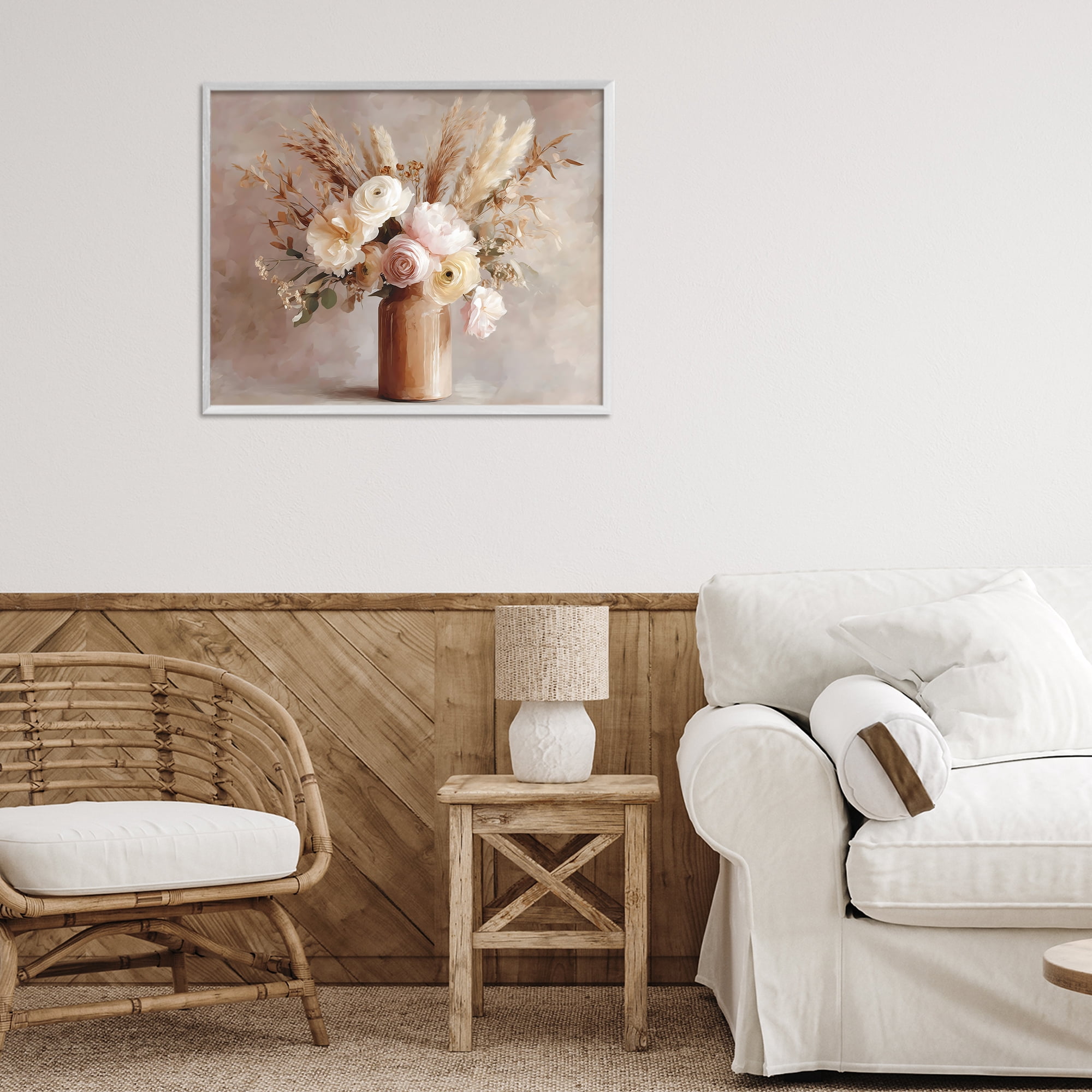 Stupell Industries Elegant Wheat Bouquet in Vase White Framed Giclee Art, design by Franklyn Gregory