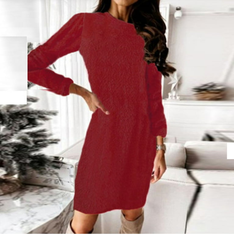 Red sweater swing dress sales