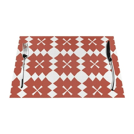

PUREYAH Table Placemats Set of 1 Washable Heat Resistant Blazing Red Square Table Decorations Placemats for Dining Room Kitchen