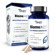 1MD Nutrition BiomeMD Probiotics | 62 Billion CFUs, 15 Clinically Studied Strains - Pro & Prebiotics | Doctor-Formulated for Digestive Health & Immune Support | 30 Capsules