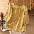 thumbnail image 2 of SXcggal Women's Bohemian Cotton Linen Loose Solid Color Shirt Blouse Fashionable Beautiful Comfortable Women's Top, 2 of 6