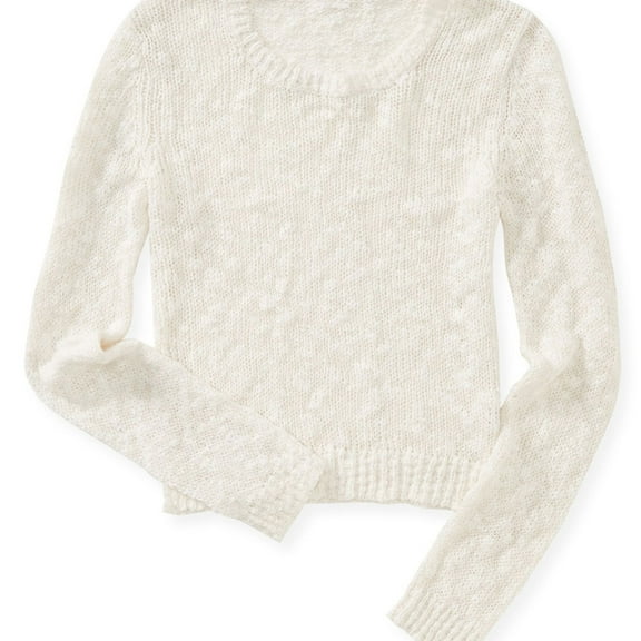 Aeropostale Womens Sheer Cropped Pullover Sweater, Off-White, X-Small